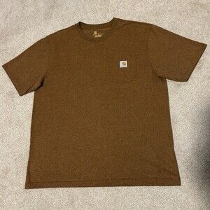 Carhartt Mens Short Sleeve Pocket T-Shirt Original Fit Tee Cotton Brown, Sz L